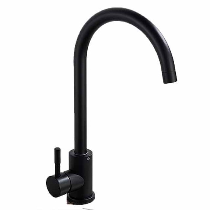 Stainless Steel Kitchen Sink Mixer Faucet, 360 Swivel Single Handle Kitchen Taps Deck Mounted, with Hot and Cold Water Hose Vessel Taps