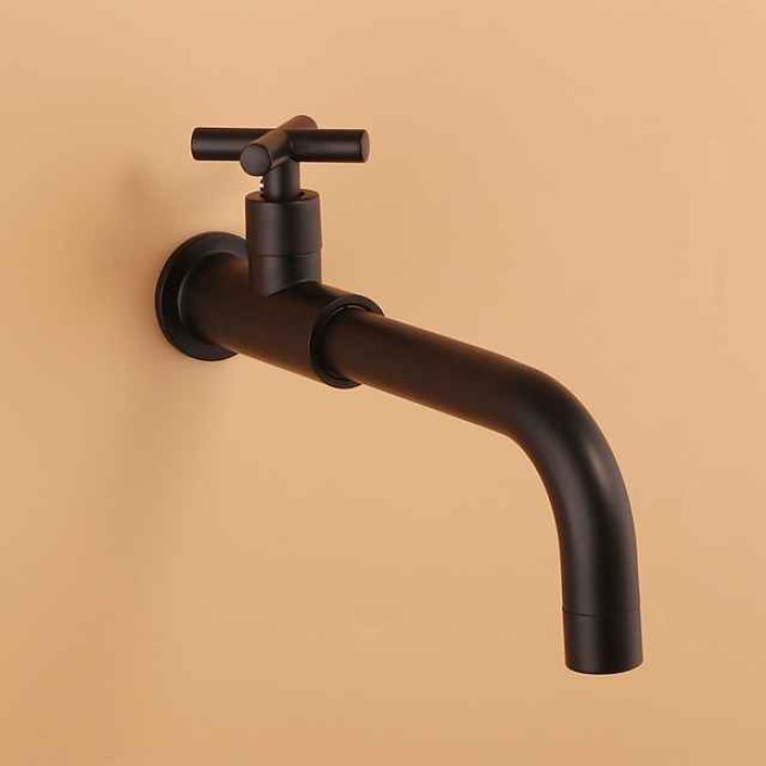 Bathroom Faucet Single Handle Matte Black Wall Installation One Hole Standard Spout Zinc Alloy Bathroom Faucet with Cold Water Only