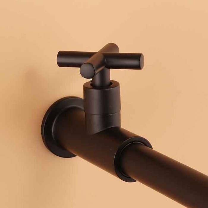 Bathroom Faucet Single Handle Matte Black Wall Installation One Hole Standard Spout Zinc Alloy Bathroom Faucet with Cold Water Only