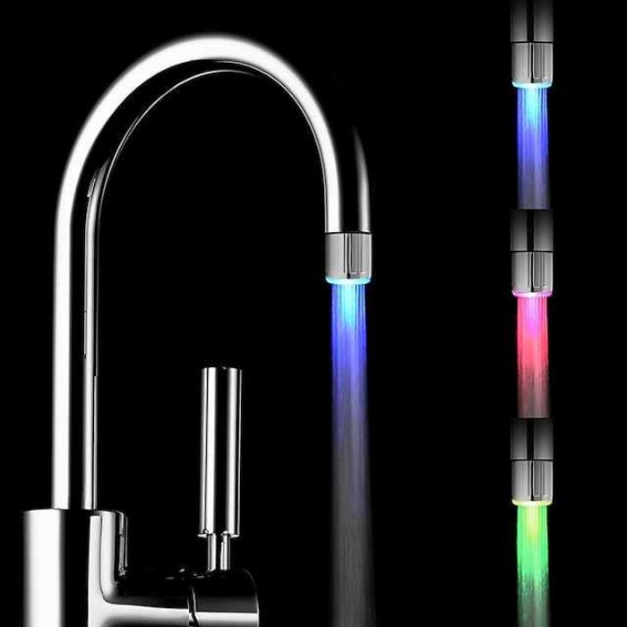 Luminous Colorful LED Faucet Color Changing Glow LED Tap Light Water Stream Faucet Bathroom Kitchen Lamp No Need Battery