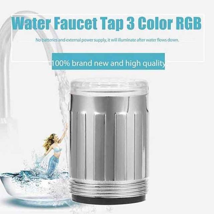 LED Light Water Faucet Tap Heads Temperature Sensor RGB Glow LED Shower Stream Bathroom Shower faucet 3 Color Changing