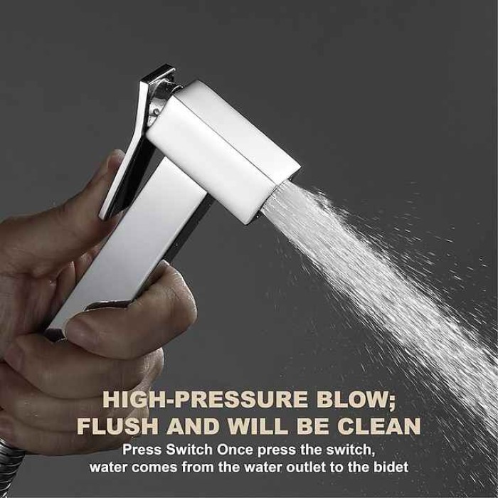 Single Hole Bidet Electroplated Toilet Handheld Bidet Sprayer Self-Cleaning Contemporary