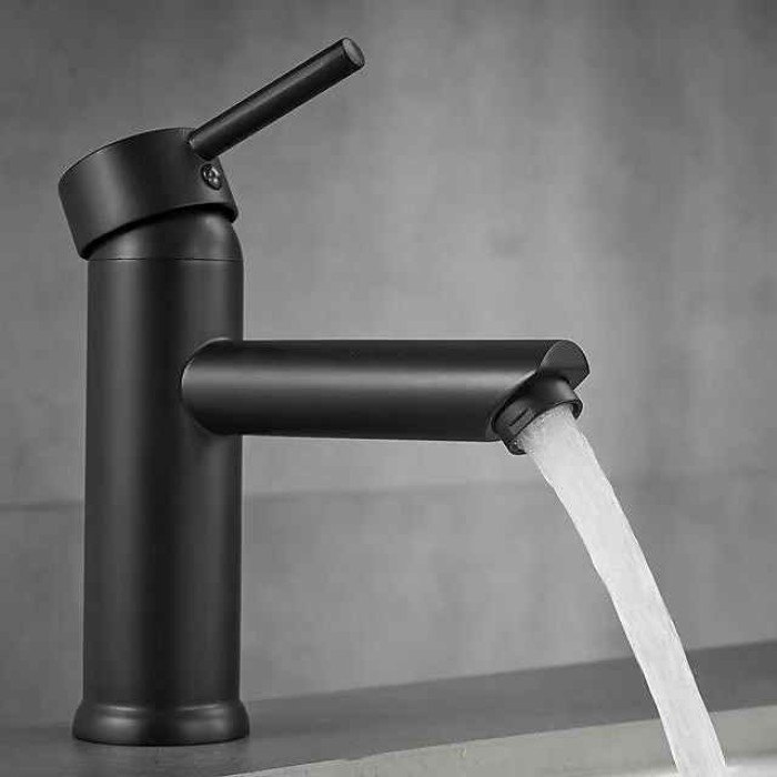 Bathroom Sink Faucet - Black/Chrome Single Handle One Hole Basin Sink Mixer Tap Lavatory Faucet Modern Luxury