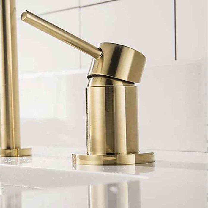 Bathroom Sink Faucet,Black/Chrome/Brushed Gold/Rose Gold Finish Widespread Single Handle Dual Holes Basin Sink Mixer Tap Washroom Faucet with Hot and Cold Switch