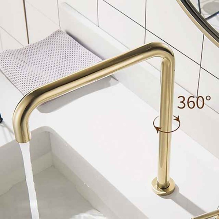 Bathroom Sink Faucet,Black/Chrome/Brushed Gold/Rose Gold Finish Widespread Single Handle Dual Holes Basin Sink Mixer Tap Washroom Faucet with Hot and Cold Switch