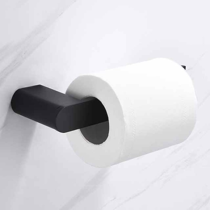 Toilet Paper Holder New Design Stainless Steel Painted Finishes Bathroom Shelf Wall Mounted Matte Black 1pc