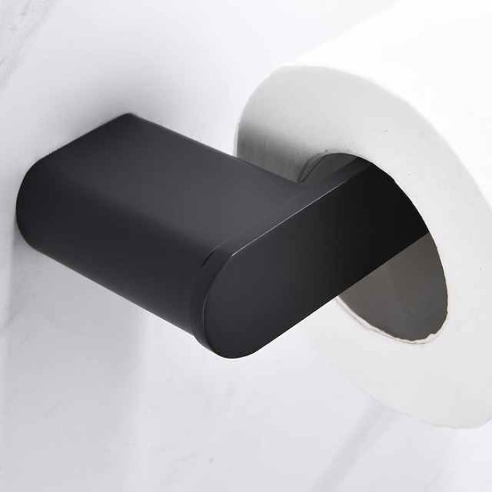 Toilet Paper Holder New Design Stainless Steel Painted Finishes Bathroom Shelf Wall Mounted Matte Black 1pc