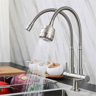 Kitchen Faucet,SUS304 Stainless Steel Brushed 2-modes Single Handle One Hole Standard Spout Contemporary Kitchen Taps