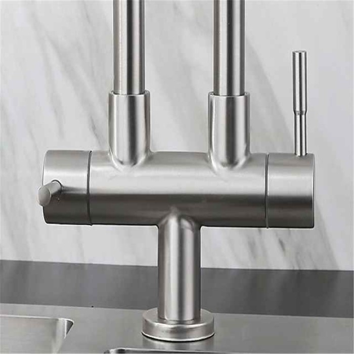 Kitchen Faucet,SUS304 Stainless Steel Brushed 2-modes Single Handle One Hole Standard Spout Contemporary Kitchen Taps