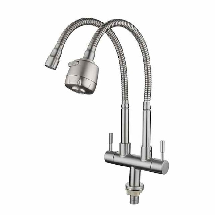 Kitchen Faucet,SUS304 Stainless Steel Brushed 2-modes Single Handle One Hole Standard Spout Contemporary Kitchen Taps