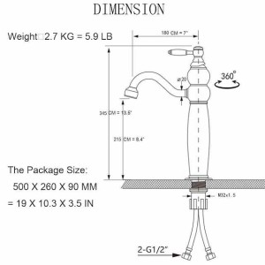 Bathroom Sink Faucet Ultra Faucets Euro Collection Gold with Stone Single Handle - One Hole Tall Body Deck Mount Lavatory Vessel Sink Faucet With Curved Spout