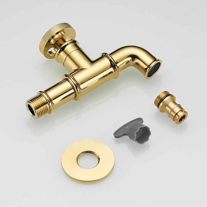 Outdoor Faucet,Industrial Style Wall Mounted Faucet,Black/Gold Wall Installed Classic Kitchen Faucet with Cold Water Only