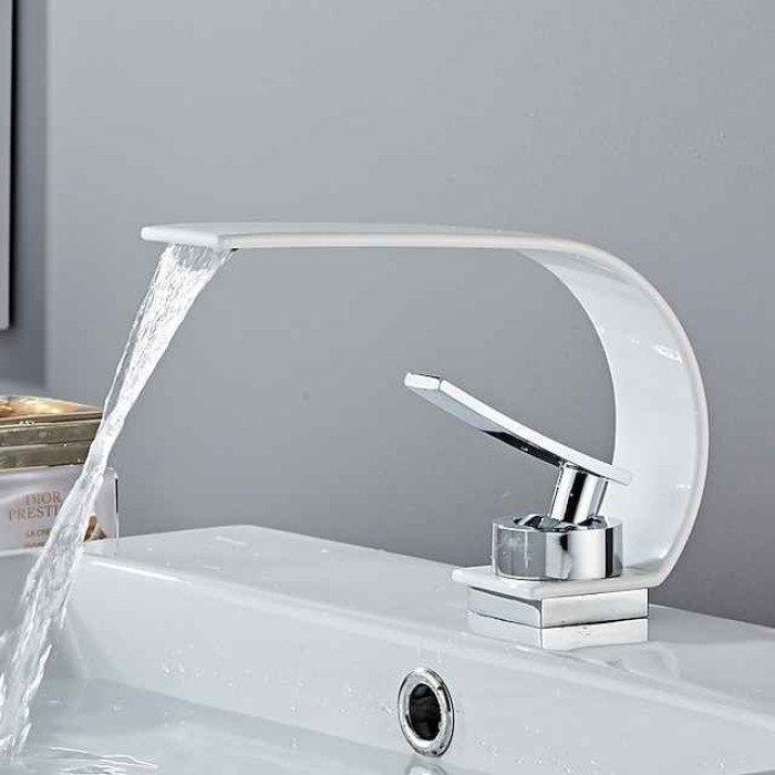 Bathroom Sink Faucet - Waterfall Painted Finishes Centerset Single Handle One HoleBath Taps