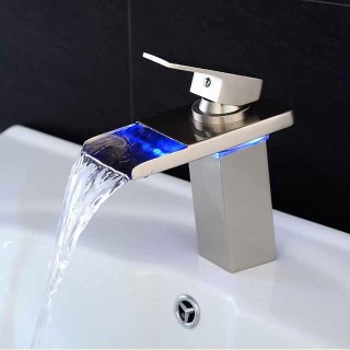 Bathroom Sink Faucet - LED Stainless Steel Vessel Single Handle One HoleBath Taps