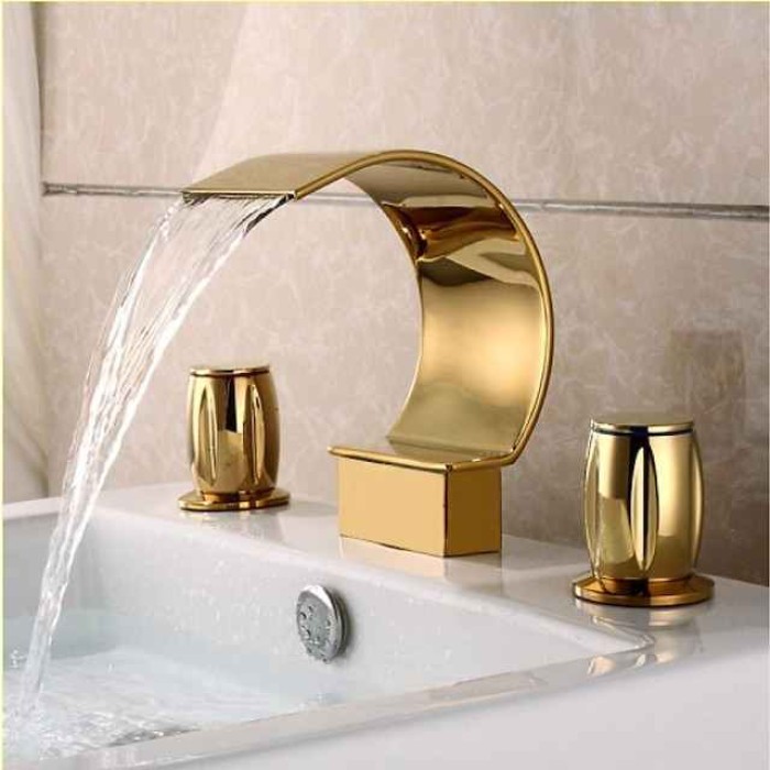 Bathroom Sink Faucet - Widespread Painted Finishes Vessel Two Handles One HoleBath Taps Modern Single Hole Bathroom Faucet, Single Handle Bathroom Faucet Chrome, Bathroom Sink Faucet, Drain Assembly