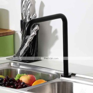 Single Handle Kitchen Faucet,Black 2 Hole Widespread Painted Finishes Brass Kitchen Sink Faucet with Hot and Cold Water