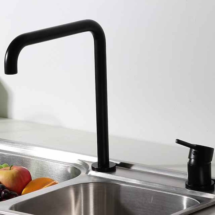 Single Handle Kitchen Faucet,Black 2 Hole Widespread Painted Finishes Brass Kitchen Sink Faucet with Hot and Cold Water