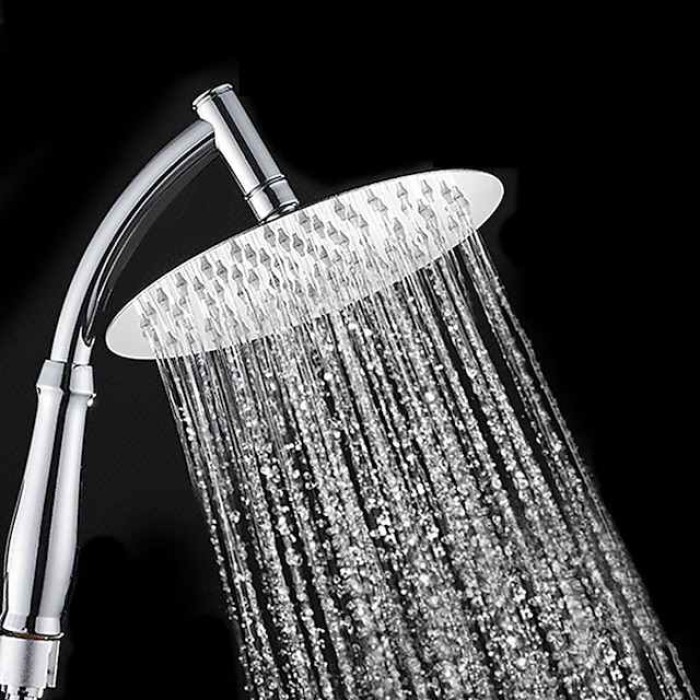 8 Inch Rotate 360 Degree Bathroom Rainfall Shower Head ABS Chrome Water Saving Shower Extension Arm Hand Held Shower Head