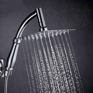 8 Inch Rotate 360 Degree Bathroom Rainfall Shower Head ABS Chrome Water Saving Shower Extension Arm Hand Held Shower Head