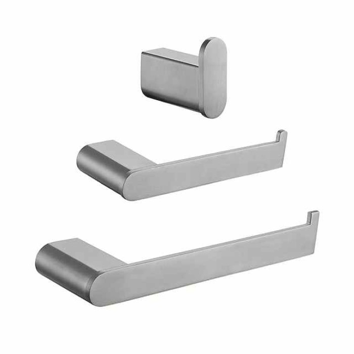 Bathroom Hardware Accessory Set -Towel Bar Toilet Paper Holder Robe Hook-Stainless Steel Low Carbon Steel Metal Wall Mounted