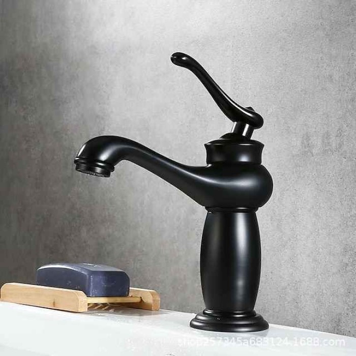 Bathroom Sink Faucet,Single Handle One Hole Brass Standard Spout,Brass Vintage Bathroom Sink Faucet Contain with Hot and Cold Water