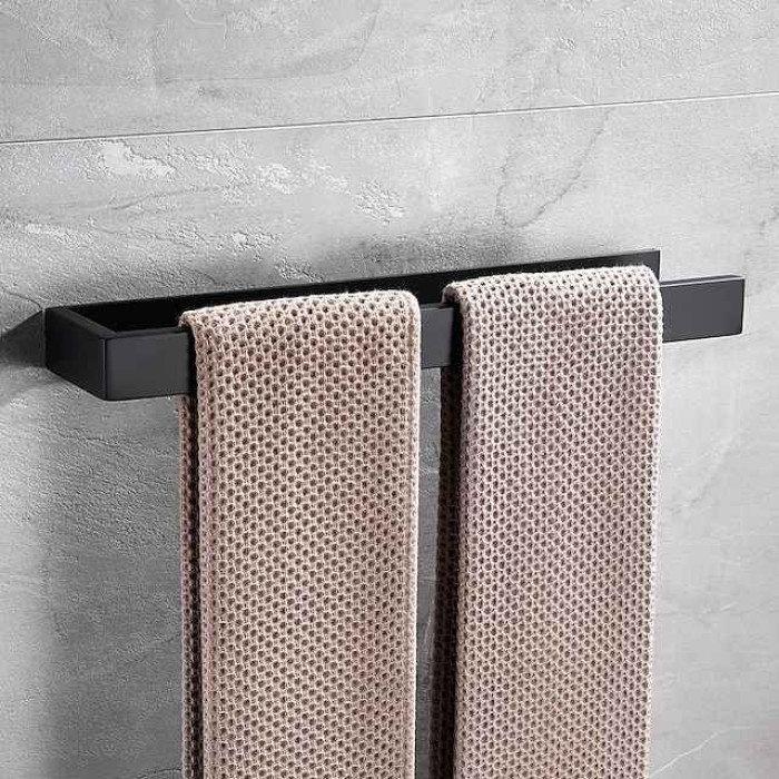 Bathroom Towel Bar,Self Adhesive Wall Mounted 304 Stainless Steel Single Bar Matte Black Silvery Bathroom & Kitchen Decoration