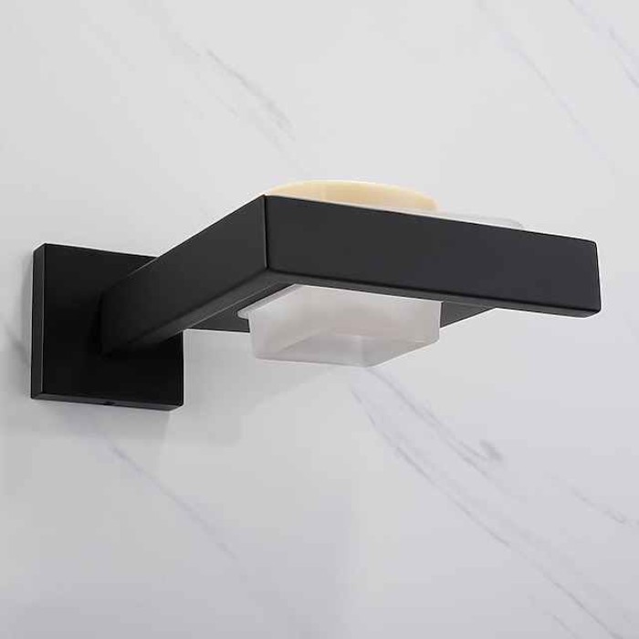 Soap Holder Stainless Steel and ABS with Glass Tray Wall Mounted Bathroom 1pc Painted Finishes, Chrome Electroplated and Brushed