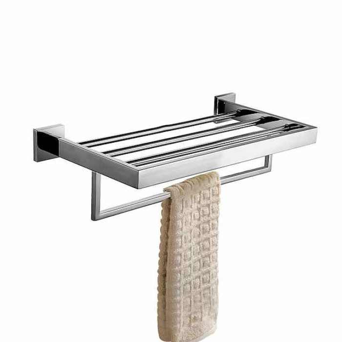 Towel Racks 2-Tiers Bathroom Shelf,Wall Mounted Stainless Steel Bathroom Hardware Use for Bathroom/Kitchen/Living Room 30-60CM(Black/Chrome/Golden/Brushed Nickel)