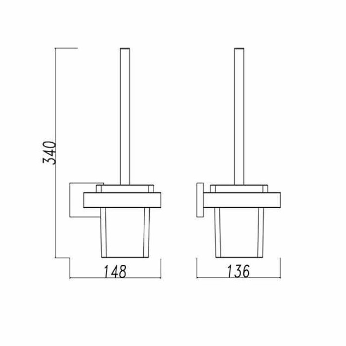 Toilet Brush Holder Modern Glasses 304 Stainless Steel Grade ABS Metal Bathroom Wall Mounted - 1pc