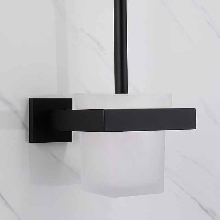 Toilet Brush Holder Modern Glasses 304 Stainless Steel Grade ABS Metal Bathroom Wall Mounted - 1pc