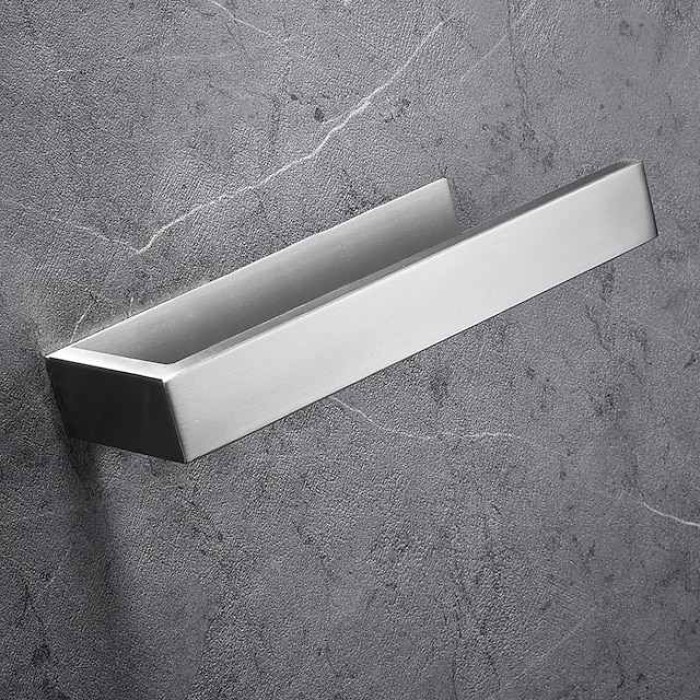 Bathroom Hardware Accessory Set Include Robe Hook, Towel Bar, Towel Holder, Toilet Paper Holder, Self-adhesive Brushed Stainless Steel Silvery