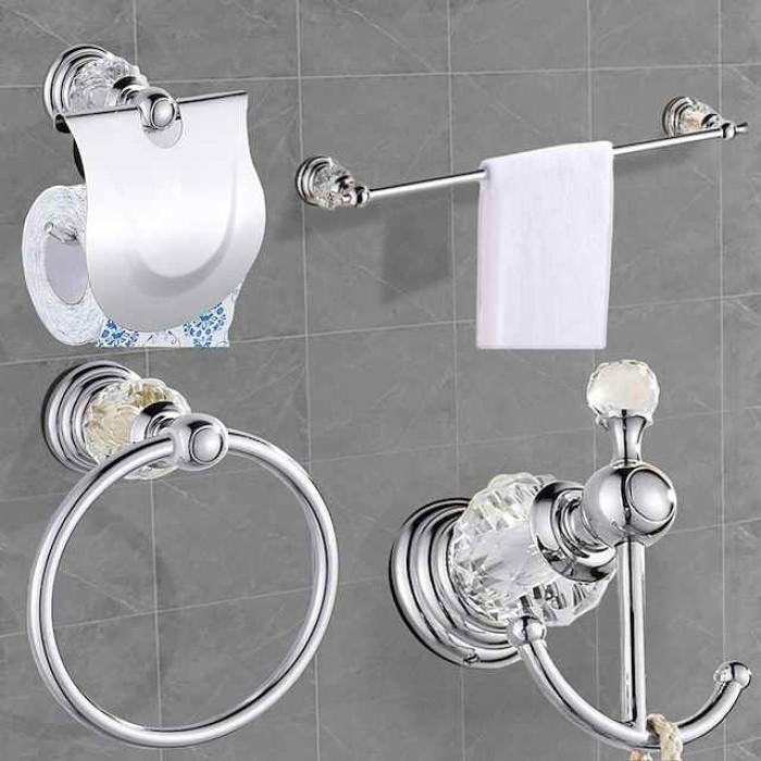 Wall Mounted Silver Bathroom Hardware Towel Bar, Robe Hook, Towel Holder, Toilet Paper Holder, 304Stainless Steel - for Home and Hotel bathroom