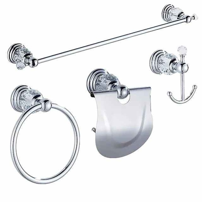 Golden Bathroom Hardware Accessory Set Includes Towel Bar, Robe Hook, Towel Holder, Toilet Paper Holder, Stainless Steel - for Home and Hotel bathroom Wall Mounted