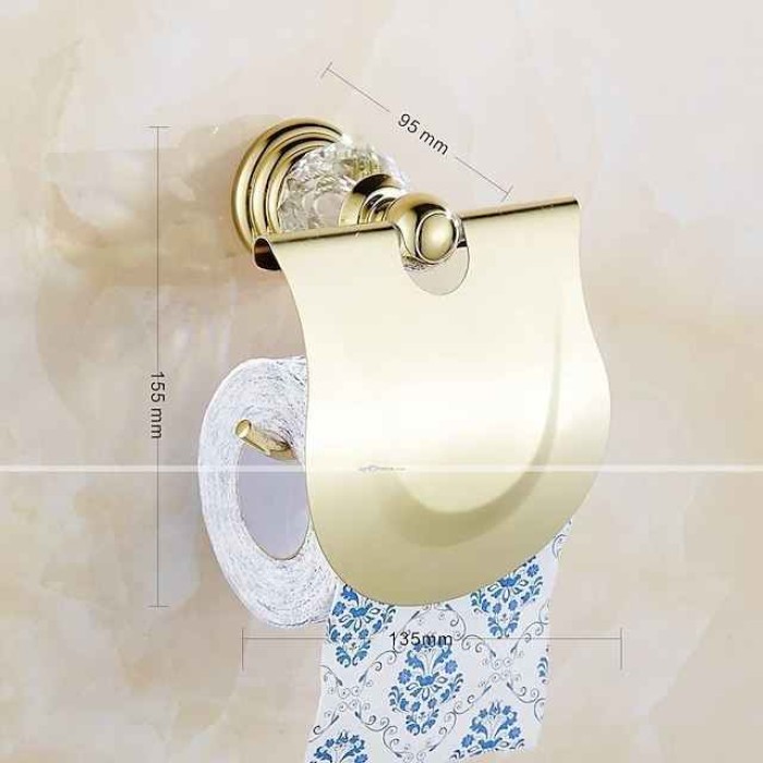 Golden Bathroom Hardware Accessory Set Includes Towel Bar, Robe Hook, Towel Holder, Toilet Paper Holder, Stainless Steel - for Home and Hotel bathroom Wall Mounted