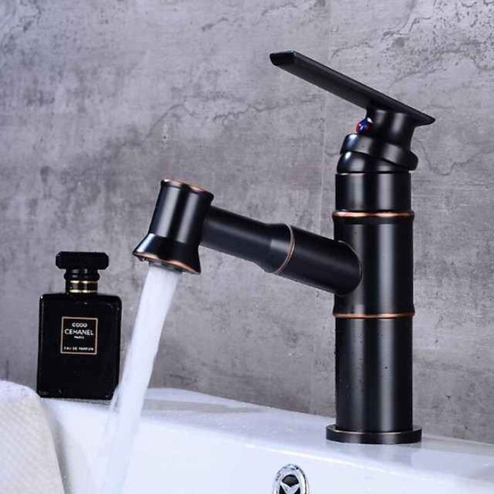 Bathroom Sink Faucet - Pull out Oil-rubbed Bronze / Antique Brass Centerset Single Handle One HoleBath Taps