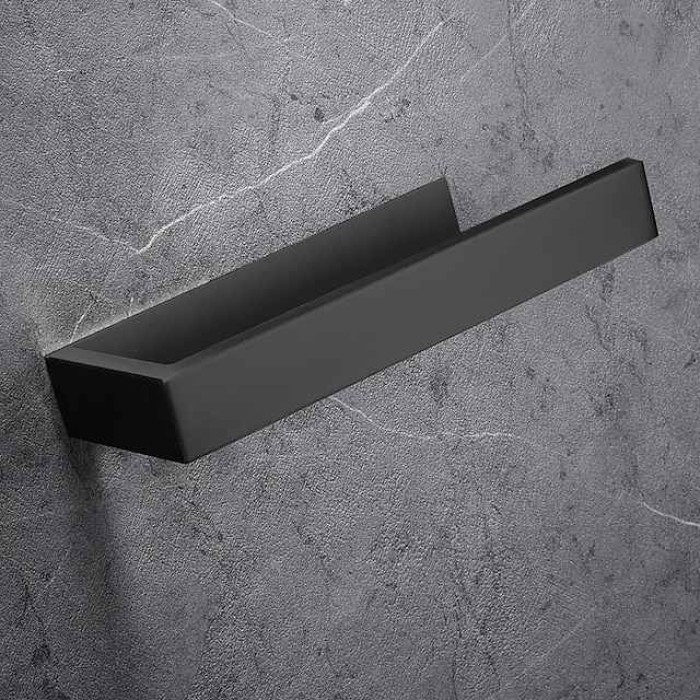 Bathroom Accessory Set, Self-adhesive Matte Black Stainless Steel Hardware Include Robe Hook, Towel Bar, Towel Holder, Toilet Paper Holder,for Home and Hotel