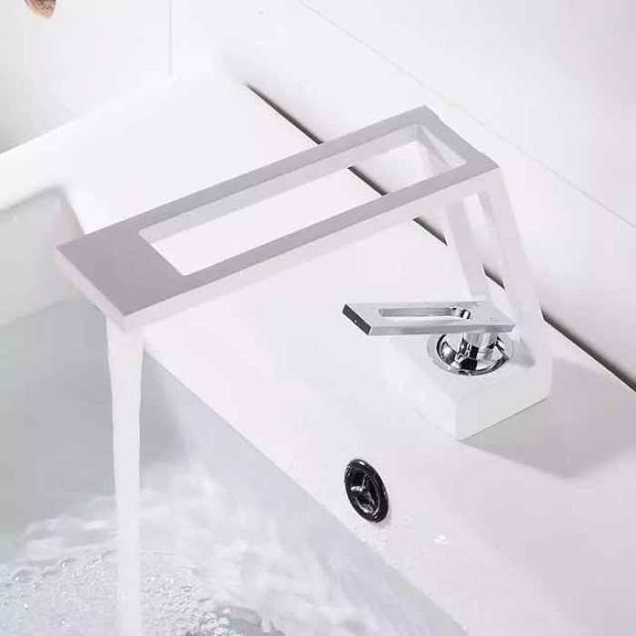 Single Handle Bathroom Faucet, Electroplated/Brushed One Hole Hollow Out/Irregular/Centerset, Brass Contemporary Bathroom Sink Faucet Contain with Supply Lines