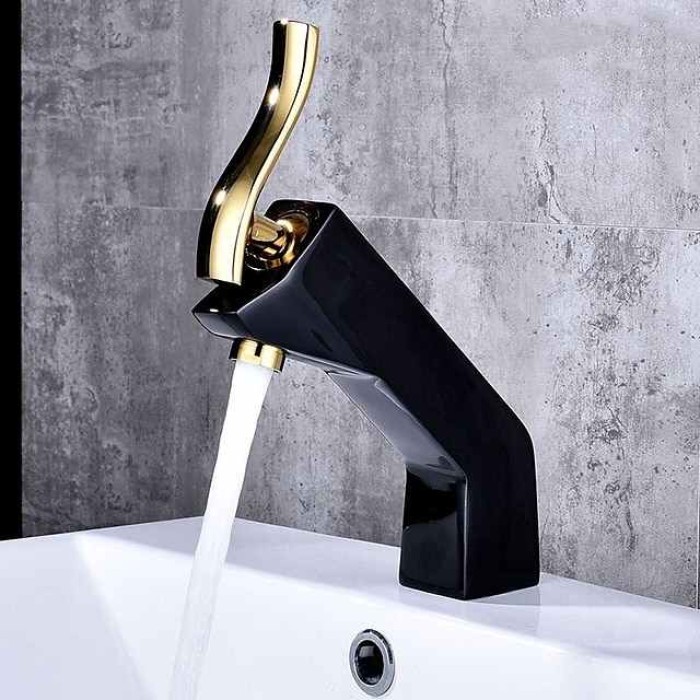 Copper Bathroom Sink Faucet,Wall Mount Chrome Centerset Single Handle One Hole Bath Taps with Hot and Cold Water