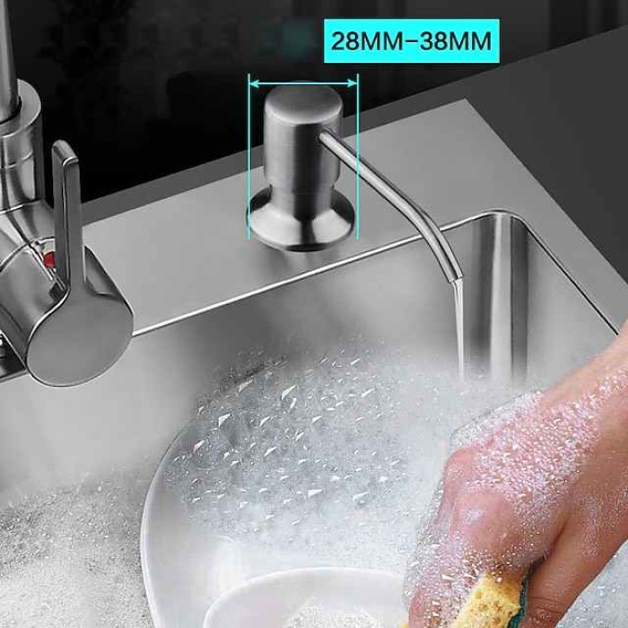 Kitchen Faucet with Pullout Spray and Soap Dispenser Sets Single Handle Two Holes Pull Out/Rotatable/Multifunction Standard Spout, Brass Tall-High Arc Deck Mounted Kitchen Faucet