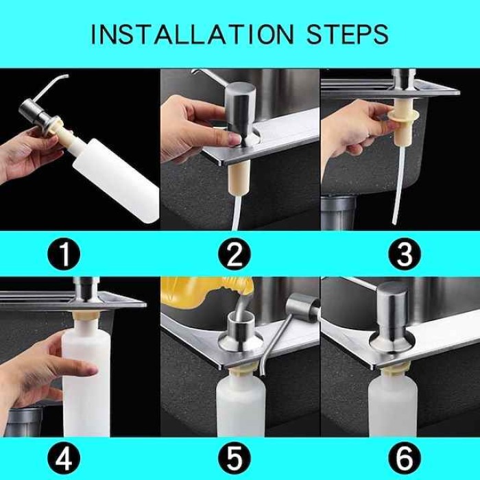 Kitchen Faucet with Pullout Spray and Soap Dispenser Sets Single Handle Two Holes Pull Out/Rotatable/Multifunction Standard Spout, Brass Tall-High Arc Deck Mounted Kitchen Faucet