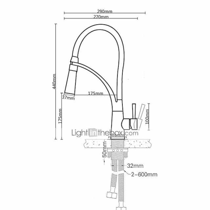 Kitchen Faucet Set, Brush Nickel Single Handle One Hole Pull Out Centerset, Brass Kitchen Faucet with Supply Lines