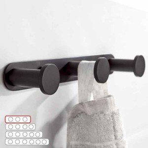 Robe Hook  Wall Mounted with 3 or 4 or 5 or 6 Hooks New Design Stainless Steel Bathroom Painted Finishes Black 1pc