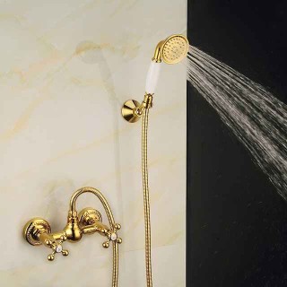 Shower Faucet Set Handshower Included Vintage Style/Country Brass/Electroplated Mount Outside Ceramic Valve Bath Shower