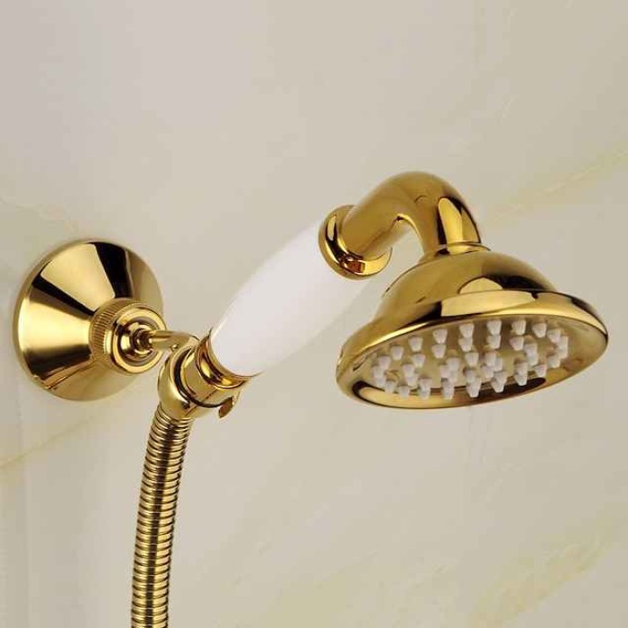 Shower Faucet Set Handshower Included Vintage Style/Country Brass/Electroplated Mount Outside Ceramic Valve Bath Shower