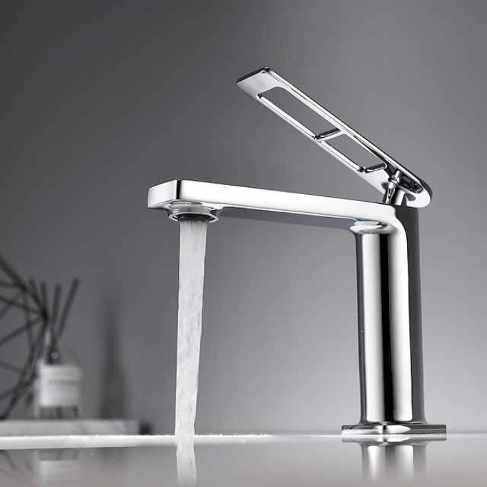 Single Handle Bathroom Faucet, Painted Finishes/Electroplated/Chrome One Hole Centerset, Brass Bathroom Sink Faucet with Hollow Handle