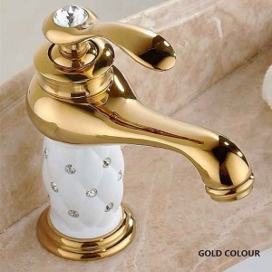 Single Handle Bathroom Faucet, Chrome/Gloden One Hole Centerset, Brass/Zinc Alloy Bathroom Sink Faucet with Supply Lines 