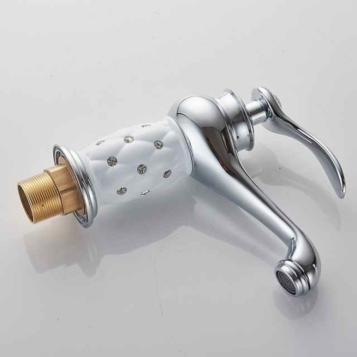 Single Handle Bathroom Faucet, Chrome/Gloden One Hole Centerset, Brass/Zinc Alloy Bathroom Sink Faucet with Supply Lines 