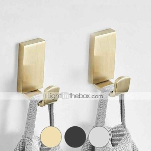 2pcs Wall Hooks for Coats,Stainless Steel Robe Hooks,Wall Mounted Coat Hooks For Bathroom,Bedroom,Kitchen(Brushed Nickel/Brushed Golden/Black)