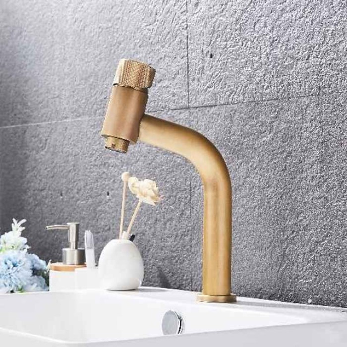 Bathroom Sink Faucet - Waterfall Antique Brass / Electroplated Centerset Single Handle One HoleBath Taps