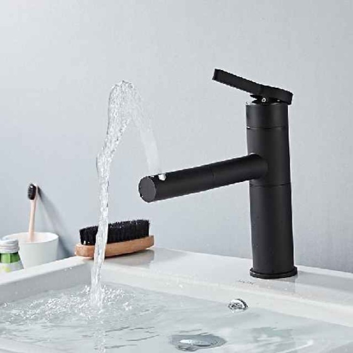 Bathroom Sink Faucet - Rotatable / Pull out Painted Finishes Mount Outside Single Handle One HoleBath Taps